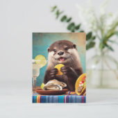 Otter eet taco's en oesters briefkaart (Staand voorkant)