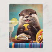 Otter eet taco's en oesters briefkaart (Voorkant)