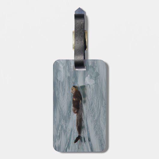 otter en baby van zee bagagelabel (Achterkant verticaal)