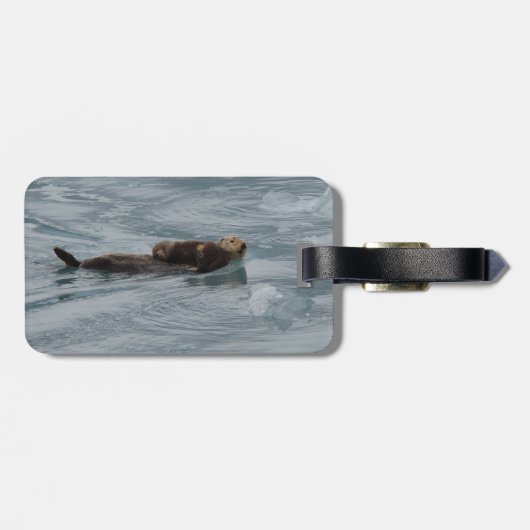 otter en baby van zee bagagelabel (Achterkant horizontaal)