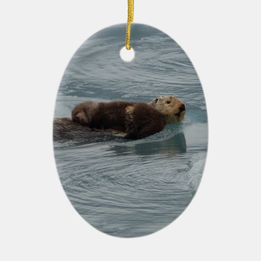 otter en baby van zee keramisch ornament (Voorkant)