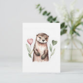 Otter en de hartbloemen briefkaart (Staand voorkant)