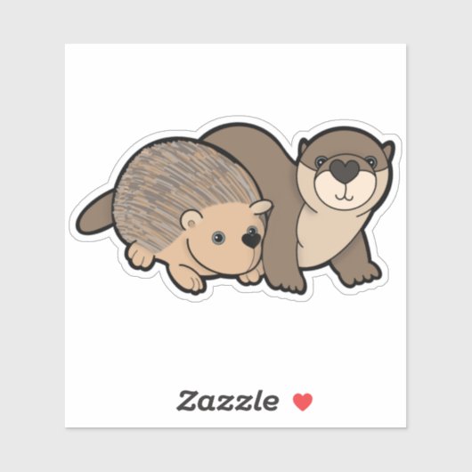 otter en egel sticker (Vel)