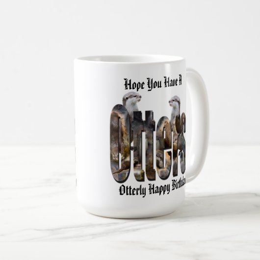 Otter en Otten Happy Birthday Logo, Koffiemok (Voorkant rechts)