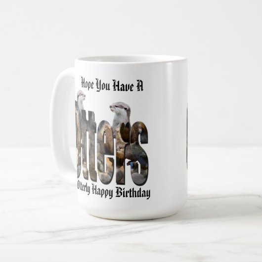 Otter en Otten Happy Birthday Logo, Koffiemok (Voorkant links)
