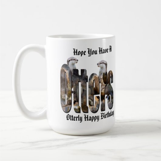 Otter en Otten Happy Birthday Logo, Koffiemok (Links)
