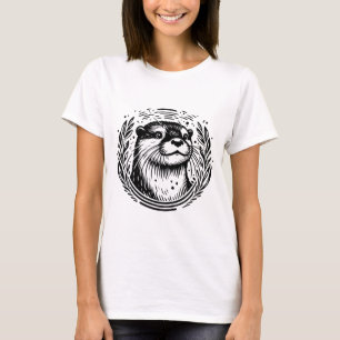 Otter Face Botanische Illustratie T-shirt