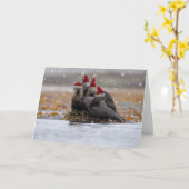 Otter familie Kerstmis Kaart (Gele Bloem)