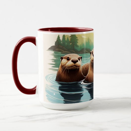 Otter Familie Plezier Mok (Links)