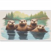 Otter Familie Plezier Sticker (Voorkant)