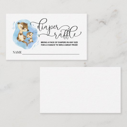 Otter Family Diaper Raffle-kaart Informatiekaartje (Voorkant / Achterkant)