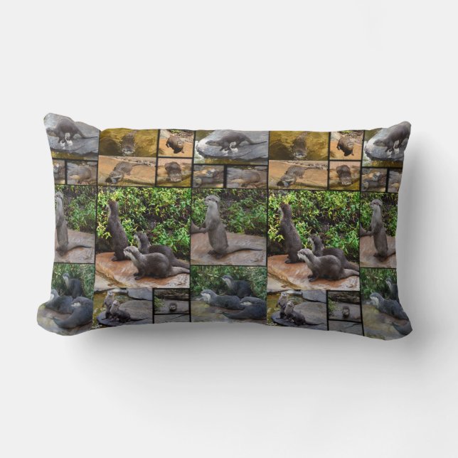 Otter Foto Collage, Lumbar Cushion. Kussen (Voorkant)