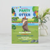 Otter Fun Birthday Party Park Zoo Animal Kaart (Staand voorkant)
