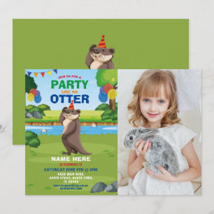 Otter Fun Birthday Party Park Zoo Animal Photo Kaart