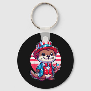 Otter Gelukkige 4e Juli Onafhankelijkheidsdag Mann Sleutelhanger