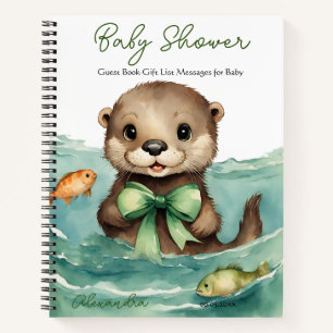 Otter Genderneutraal Baby shower Gast Geschenklijs Notitieboek