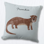Otter gepersonaliseerd kussen<br><div class="desc">Een schattige en verdachte otter voor liefhebbers van wilde dieren. Originele kunst van Nic Squirrell. Wijzig de naam om deze te personaliseren.</div>