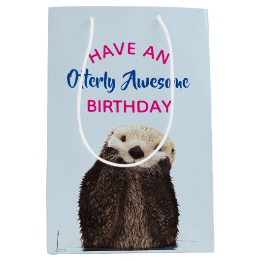 Otter Geweldige verjaardag Schattige Otter Pun Medium Cadeauzakje (Voorkant)