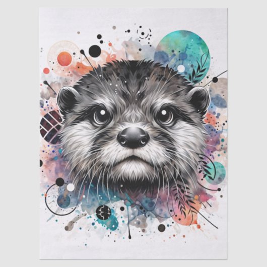 Otter Gezicht Multikleur Tissuepapier (Voorkant)