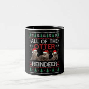 Otter Gift   Alle Otter Reindeer Kerstmis Tweekleurige Koffiemok