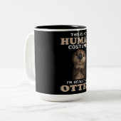 Otter Gift | Mijn menselijke kostuum Ik ben echt e Tweekleurige Koffiemok (Voorkant links)