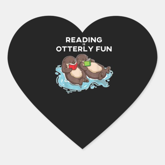 Otter Gift | Zee Otter Book Reading Gift Bookworm Hart Sticker (Voorkant)