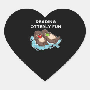 Otter Gift   Zee Otter Book Reading Gift Bookworm Hart Sticker