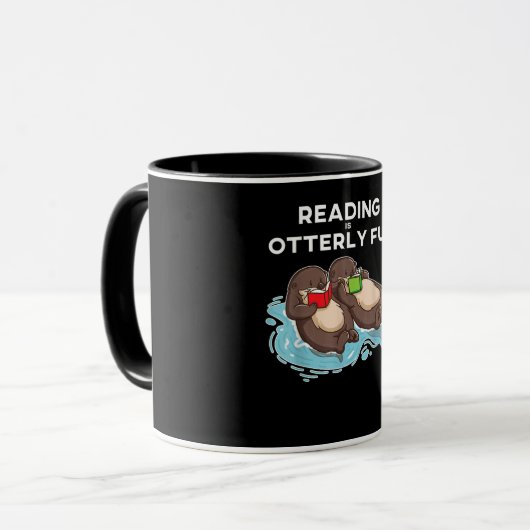 Otter Gift | Zee Otter Book Reading Gift Bookworm Mok (Voorkant links)