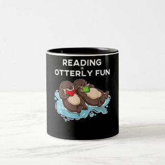 Otter Gift | Zee Otter Book Reading Gift Bookworm Tweekleurige Koffiemok