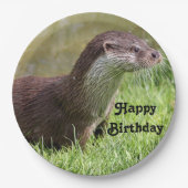 Otter Grass Wildlife Foto van Birthday Papieren Bordje (Voorkant)
