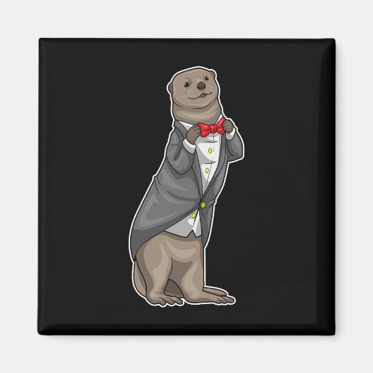 Otter Groom Bow Stropdas bruiloft Magneet (Voorkant)