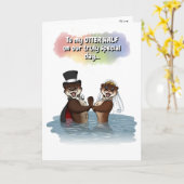 Otter Half-Cute Waterverf Jubileum Kaart (Gele Bloem)