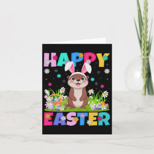 Otter Happy Easter Egg Hunt Bunny Ear Otter Pasen Kaart