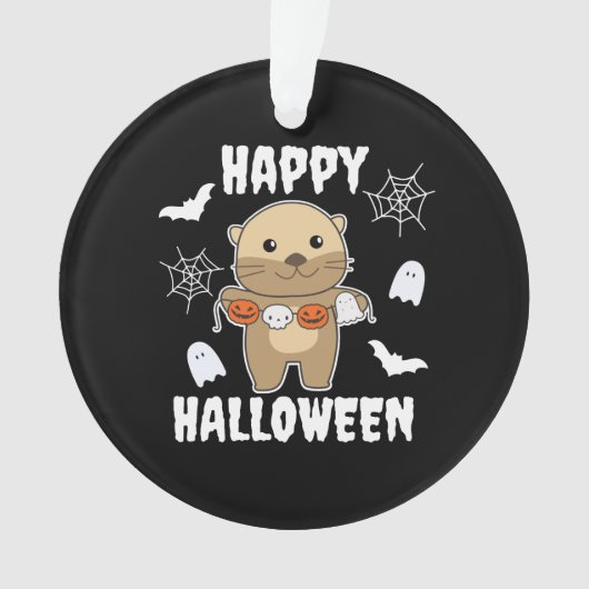 Otter Happy Halloween Pumpkin Bat Costume Ornament (voorkant)