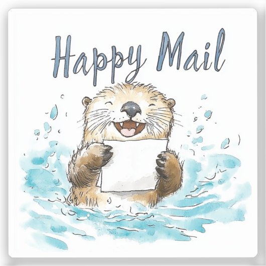 Otter Happy Mail Sticker (Voorkant)