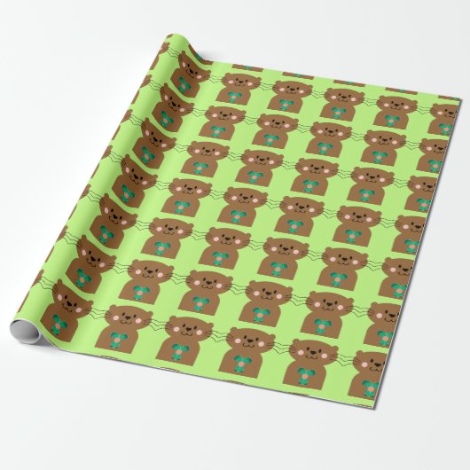 Otter Heart Cadeaupapier (Uitgerold)