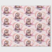 Otter Heart Waterverf Naam toevoegen Cadeaupapier (Vlak)