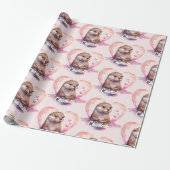 Otter Heart Waterverf Naam toevoegen Cadeaupapier (Uitgerold)
