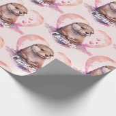 Otter Heart Waterverf Naam toevoegen Cadeaupapier (Hoek)