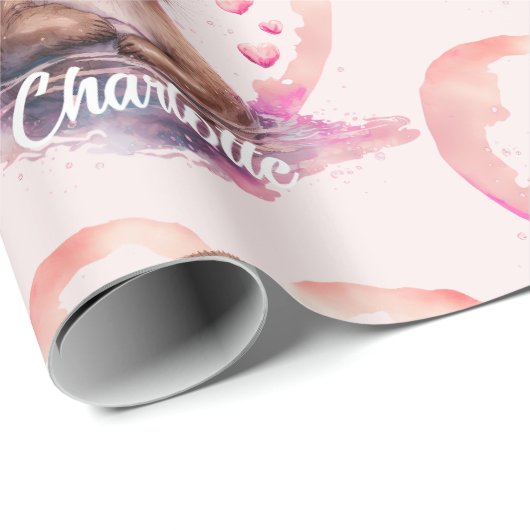 Otter Heart Waterverf Naam toevoegen Cadeaupapier (Rol Hoek)