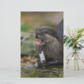 Otter heeft zijn vis briefpapier (Staand voorkant)