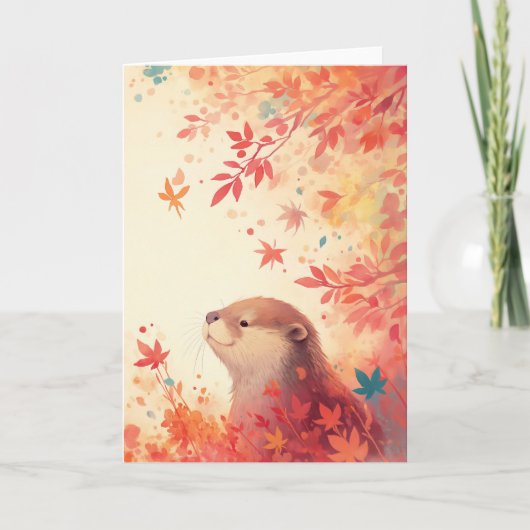 Otter Herfst Wonder Kaart (Voorkant)