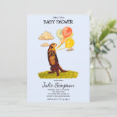 otter Holding Colorful Balloons Uitnodiging (Staand voorkant)