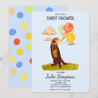 otter Holding Colorful Balloons Uitnodiging
