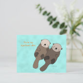 Otter Holding Hands Briefkaart Cute Otter Couple (Staand voorkant)