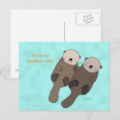 Otter Holding Hands Briefkaart Cute Otter Couple (Voorkant / Achterkant)