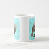 Otter Holding Hands Mok Cute Otter Couple Mok (Center)