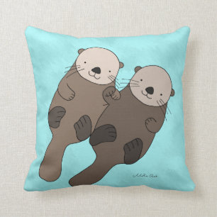 Otter Holding Hands Pillow Cute Otter Sierkussen