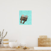 Otter Holding Hands Print Cute Otter Nautical Art (Keuken)