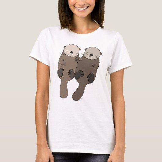 Otter Holding Hands T-shirt Cute Otter Graphic t-s (Voorkant)